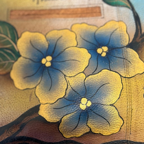 Anuschuka Hand Painted Large Dome Satchel Handbag Love Birds & Florals - Picture 11 of 15